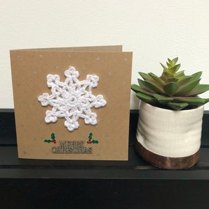 Carte de Noël - Flocon de neige au crochet fait à la main
