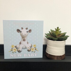 New Baby Card - Glitter Crochet Giraffe