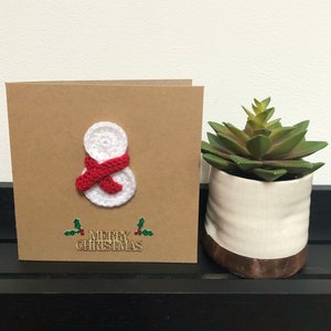 Carte de Noël - Bonhomme de neige au crochet fait à la main
