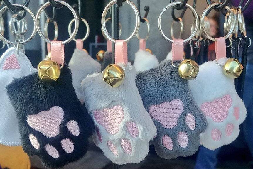 Cat Paw Key Chain Plush Toe Beans Keychain Cute Kitty Etsy