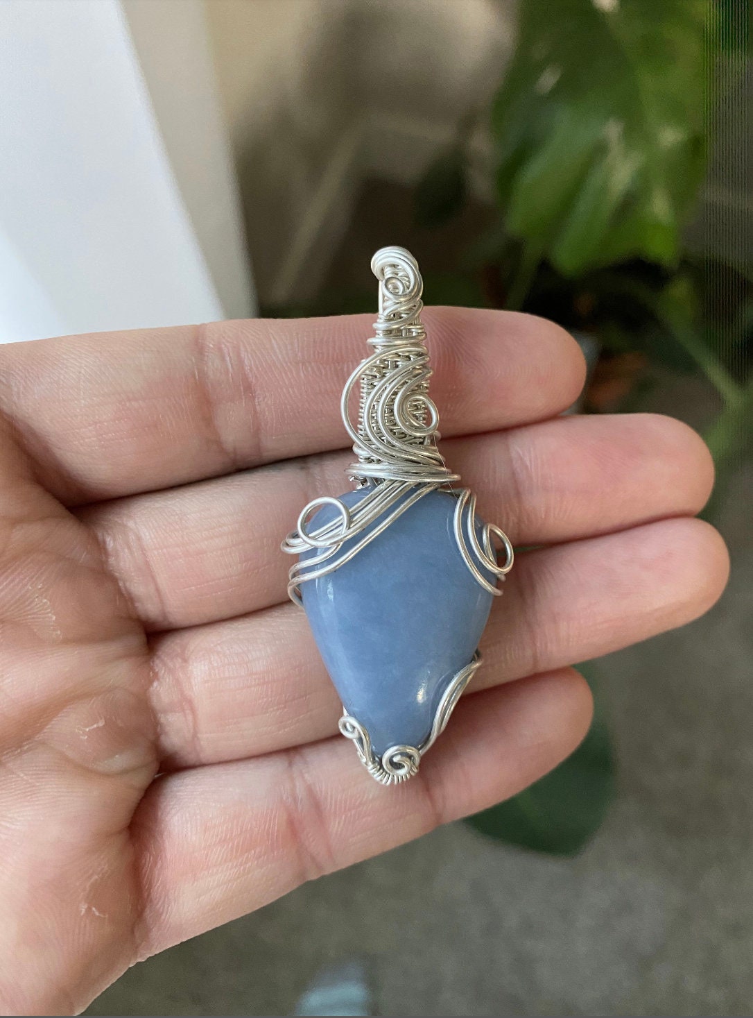 Angelite Wire Wrapped Pendant