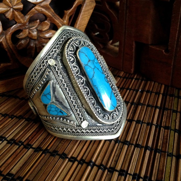 Pashtun Bracelet • Turquoise Bracelet • Turquoise Jewellery • Ethnic • Bohemian • Tribal  • Silver • Gypsy