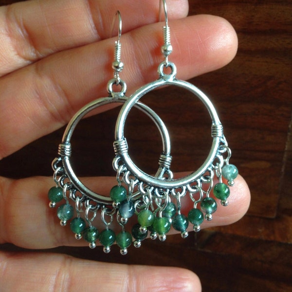 thumbnail image 2 of Forever 21 Long Hoop Chandelier Earrings - 8 Inch (21cm) Brass/Pink/Nude/Gold Boho Style 2 of 13