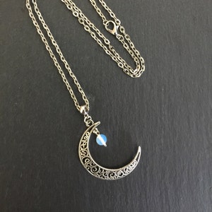Moonstone Necklace, Moon Necklace, Crescent Necklace, Boho, Bohemian, Hippy