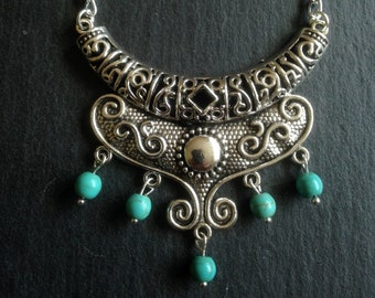 Turquoise Necklace Jewelry, Ethnic, Bohemian, Tribal, Boho, Belly Dance Necklace