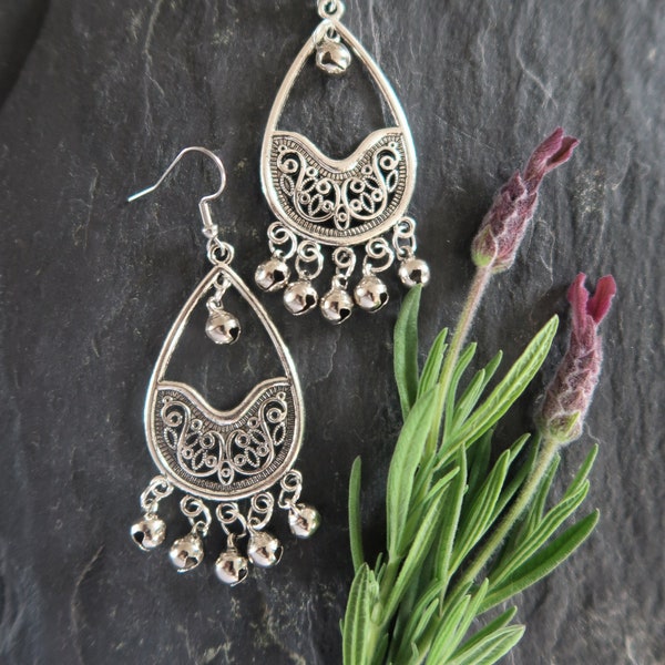 Boho Earrings Kaante Style Pakistan, Ethnic, Chandelier, Bohemian, Gypsy, Ethnic, Long Drop, Hypoallergenic, Sterling Silver, UK