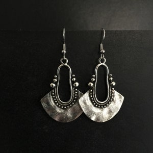 Ethnic Boho Earrings Silver, Bohemian, Festival, Tribal, Gift, Long Drop, Hypoallergenic, Sterling Silver, Leverback, UK