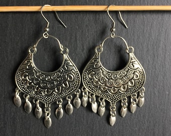 Earrings Kaante Style Pakistan, Ethnic, Boho, Chandelier, Bohemian, Gypsy, Ethnic, Long Drop, Hypoallergenic, Sterling Silver, UK