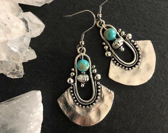 Earrings Sea Sediment Jasper Chandelier Ethnic, Boho, Bohemian, Festival, Tribal, Hypoallergenic, Sterling Silver, Gift, UK