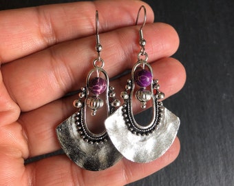 Earrings Sea Sediment Jasper Jewellery, Ethnic, Boho, Bohemian, Festival, Tribal, Hypoallergenic, Sterling Silver, Gift For Women