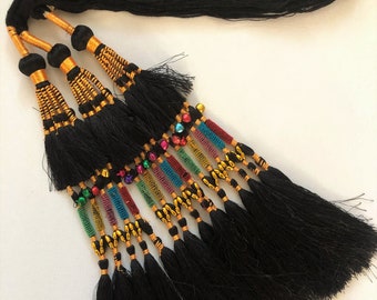 Hair Braids,  Tassels, Plaits, Black Tribal  Belly Dance, Hair Ornaments, Tribal Hair, Bellydance Costume, Bohemian Hair Extension, Beads