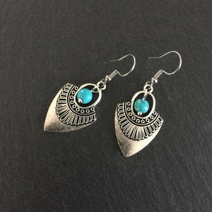 SALE, Türkis Tropfen Ohrringe, Türkis Schmuck, Boho, Ethnic, Boho, Tribal, leicht, hypoallergen, Sterling Silber