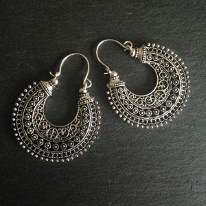 Ethnic Earrings Tribal Boho Bohemian Gypsy Silver Light Hypoallergenic UK Silver