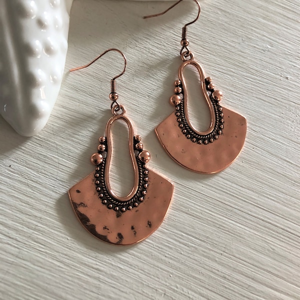 Ethnic Earrings Rose Gold Jewellery, Boho, Long Drop, Bohemian, Festival, Tribal, Gift, Hypoallergenic, Sterling Silver