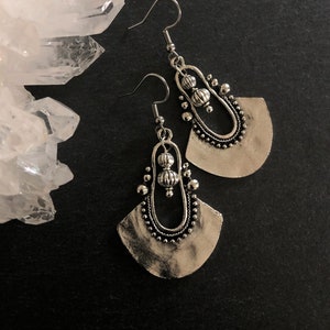 Silver Ethnic Earrings Jewellery, Long Drop, Boho, Bohemian, Festival, Tribal, Hypoallergenic, Sterling Silver UK