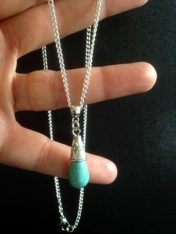 Turquoise necklace • Turquoise Jewelry Rustic necklace • Boho necklace • Gemstone necklace • Layering necklace • Bohemian  necklace