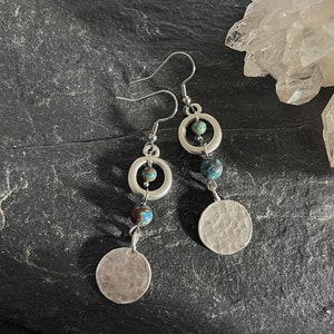 Boho Earrings Turquoise Silver Hoop , Aztec, Chandelier, Ethnic, Tribal, Hippie, Gypsy, Bohemian, Hypoallergenic, UK image 5