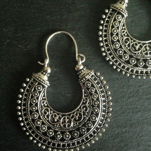 Ethnic Earrings Tribal Boho Bohemian Gypsy Silver Light Hypoallergenic UK image 2