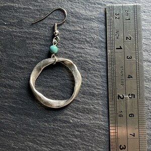 Turquoise Silver Boho Earrings, Long Drop, Hoop, Ethnic, Tribal, Hippie, Gypsy, Bohemian, Gift, UK image 6