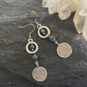 Boho Earrings Turquoise Silver Hoop , Aztec, Chandelier, Ethnic, Tribal, Hippie, Gypsy, Bohemian, Hypoallergenic, UK image 7