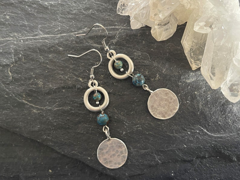 Boho Earrings Turquoise Silver Hoop , Aztec, Chandelier, Ethnic, Tribal, Hippie, Gypsy, Bohemian, Hypoallergenic, UK image 7