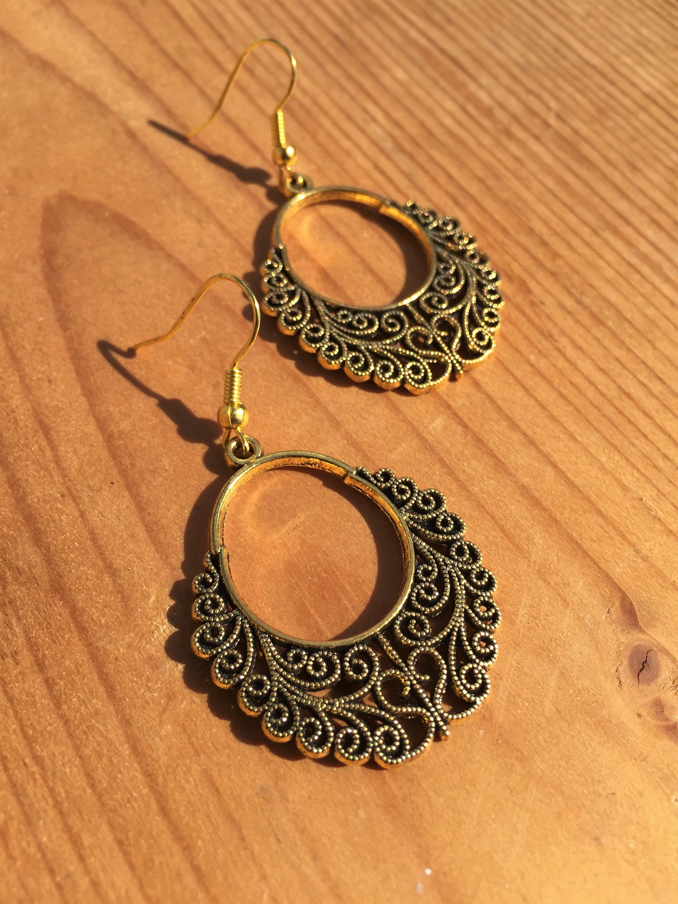 Orecchini Boho Grande Filigrana Cerchio Goccia Dangle Orecchini Boho Grande Filigrana Cerchio Goccia Dangle