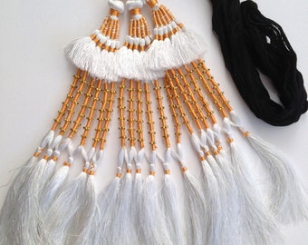Trenzas para el cabello, Borlas, Blanco, Danza del vientre tribal, Adornos para el cabello, Cabello tribal, Danza del vientre, Extensión de cabello Boho, Cuentas, Joyería para el cabello