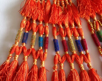 Hair Braids,  Tassels, Orange, Tribal  Belly Dance, Hair Ornaments, Tribal Hair, Bellydance Costume, Bohemian Hair Extension, Beads