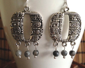Boho earrings, Bohemian, Ethnic, Silver dangle Labradorite earrings, Hypoallergenic, Sterling Silver, UK Seller