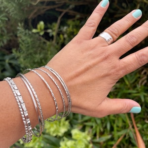 Set Steel Boho Bracelets, Steel Bangles, Steel Jewellery, Ethnic, Bohemian, Tribal, Silver, Gypsy, Hypoallergenic