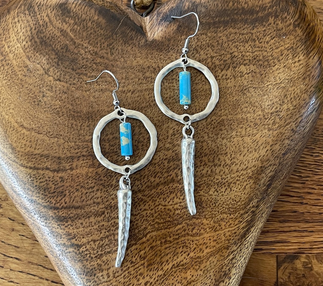 Dervivea Boho Orecchini A Fiore Turchese Orecchini In Argento Zaffiro Fiore Orecchini Tribali Turchese Orecchini Etnici Turchese Goccia Orecchini Pietra Blu Gioielli Per Donne E Ragazze
