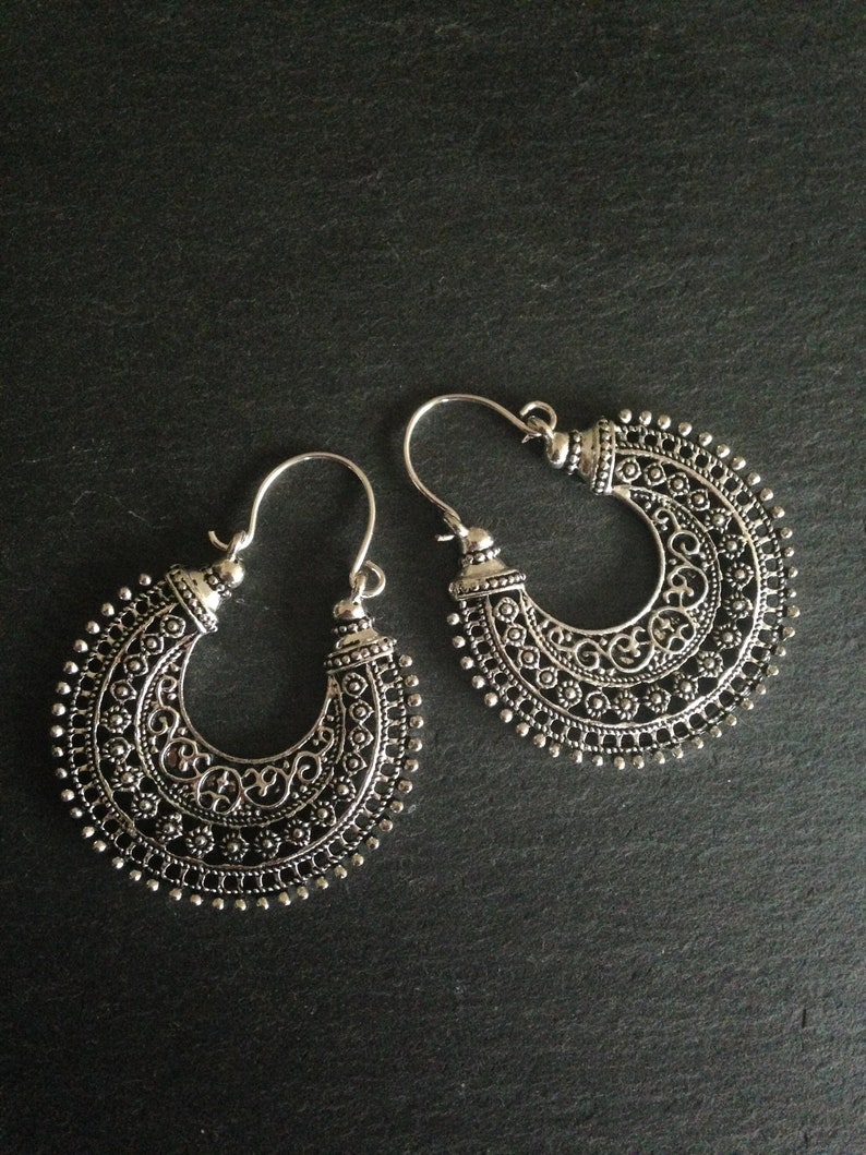 Ethnic Earrings Tribal Boho Bohemian Gypsy Silver Light Hypoallergenic UK Silver