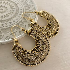 Ethnic Earrings Tribal Boho Bohemian Gypsy Silver Light Hypoallergenic UK Gold