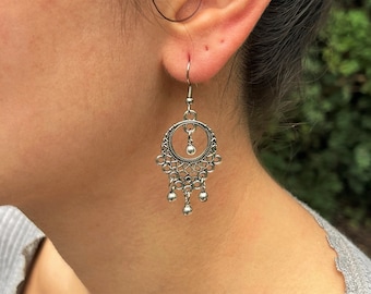 Long Dangle Tribal Earrings Boho Chandelier Bohemian Gypsy Ethnic Festival Hypoallergenic Sterling Silver