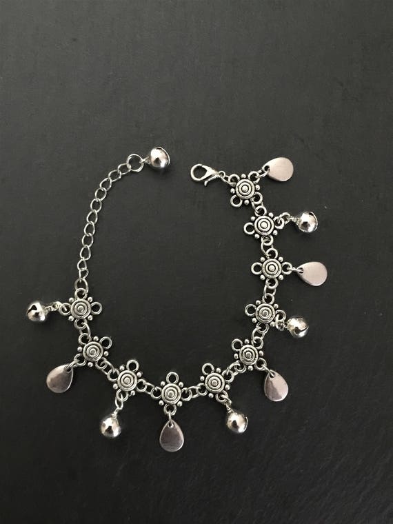 Silver Anklet, Anklet, Bells Anklet, Women Anklet, Beach Anklet, Boho, Bohemian, Tribal, Ethnic