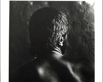 Daniel Barroco, original collotype signed and numbered, a sculptural man portrait, luminosity and lines, textures and shapes, monochrome,