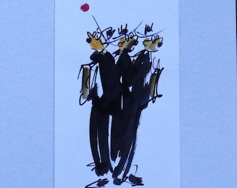 Fernando Pessoa Inspired Watercolor "Man of Many Faces" – Original Art by Mongolian Artist Rouslam Botiev