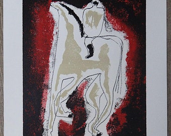 Original Signed Lithograph Arabian Stallion by Patrick Wolff – Hand-Signed Artist Proof Equestrian Horse Art