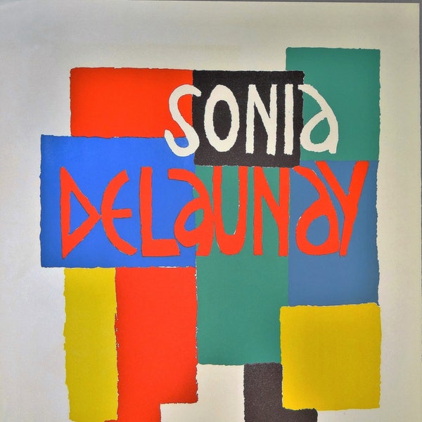 Sonia Delaunay, signed lithograph, gifts, Judaica wall art, Art gifts  for her, jewish, multicolored, eponym abstract