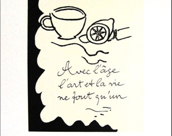 Georges Braque, lithographic poster, With age, Art and life become one, coffee break, poetry of everyday objects, inspirational saying,