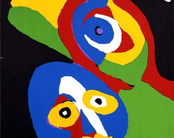 Karel Appel, original exhibition poster from 1974, original lithograph, CoBrA group, avant-garde art,