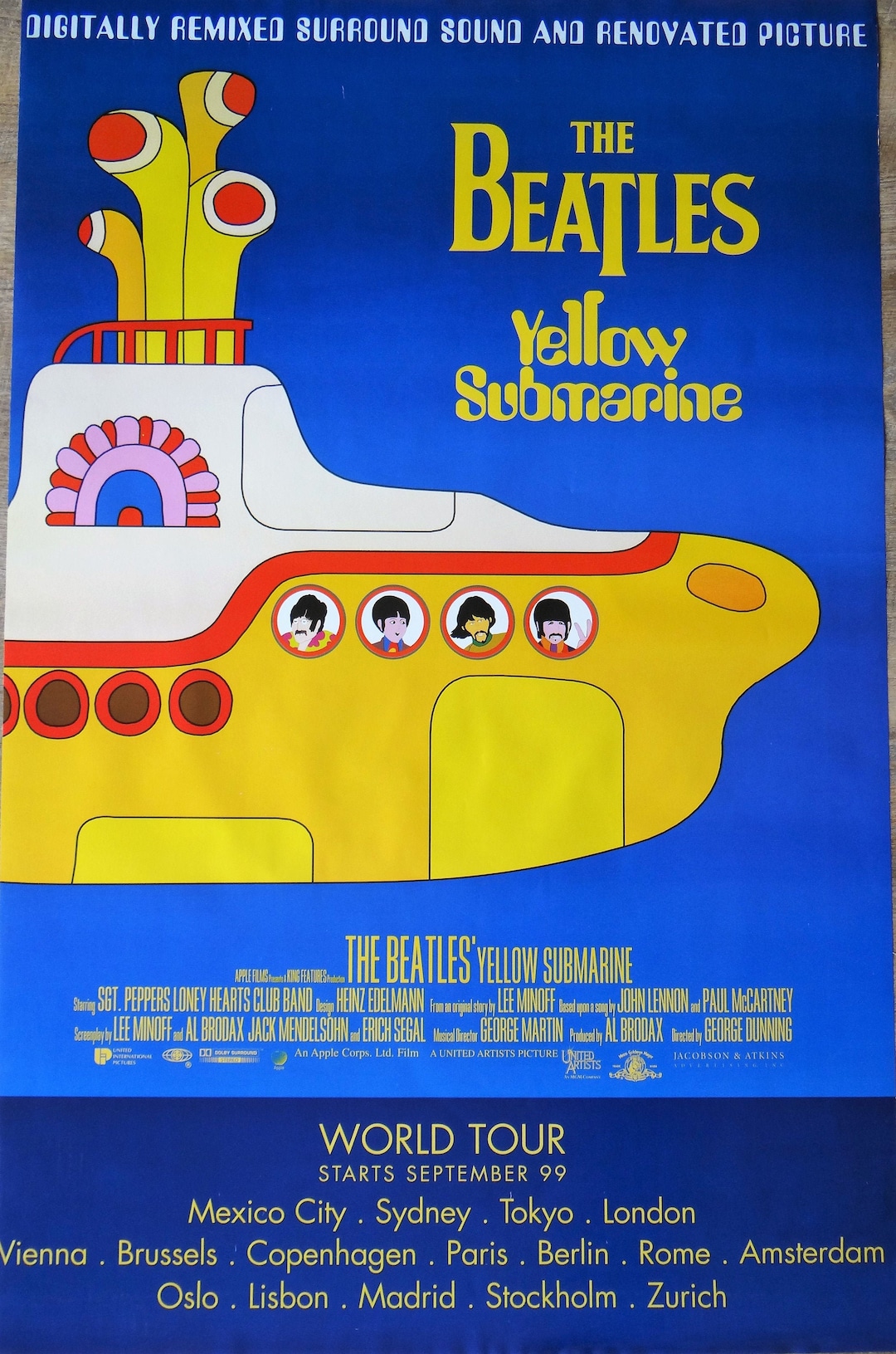 Beatles Vintage Original Poster, Yellow Submarine, Pop Music
