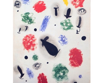 Joan Miro, the song of the prairie, spring atmosphere, child's room decoration, reproduction of a work from 1964,