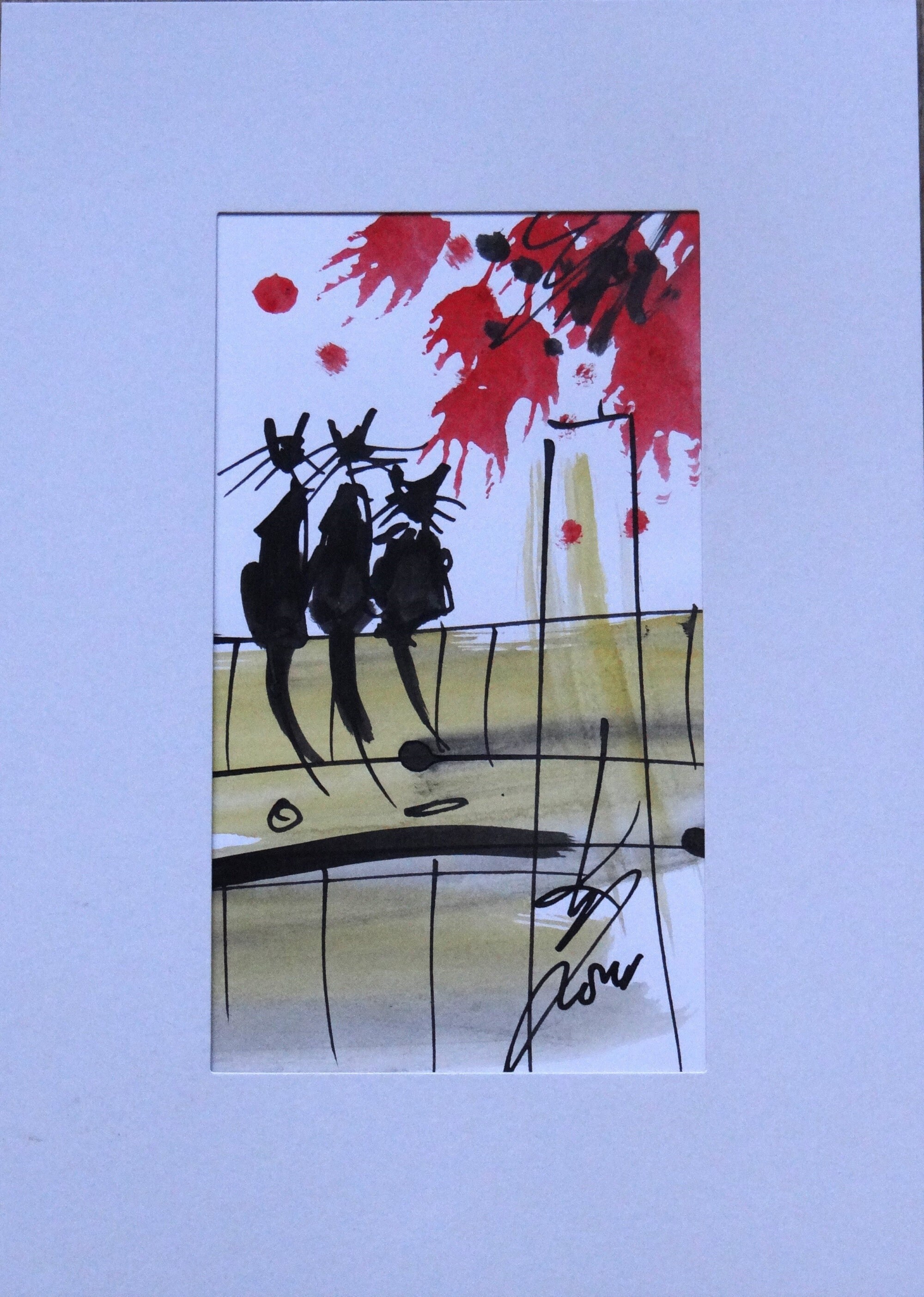 De 3 katten aquarel door Rouslam Botiev