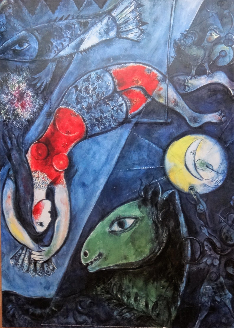 Marc Chagall art poster The blue circus horse and acrobat image 0