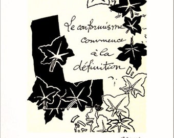 Georges Braque, lithographic print, Conformism begins at definition, message from a painter,