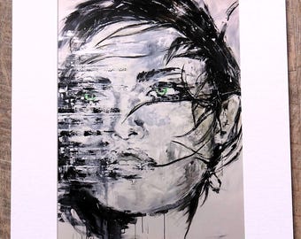 Signed Limited Edition Lithograph Woman Portrait Green Eyes - French Contemporary Art Print by Marie Blanche Giannorsi