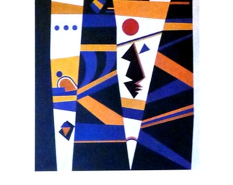 Wassily Kandinsky, symbols carrying deep emotions, abstract art, geometric shapes, reproduction of work from 1932, four-color process, link,