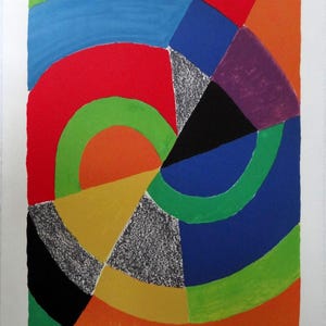 Sonia Delaunay (after), signed lithograph, Ellipse, non-figurative art, abstract art, Orphism movement, modern art,