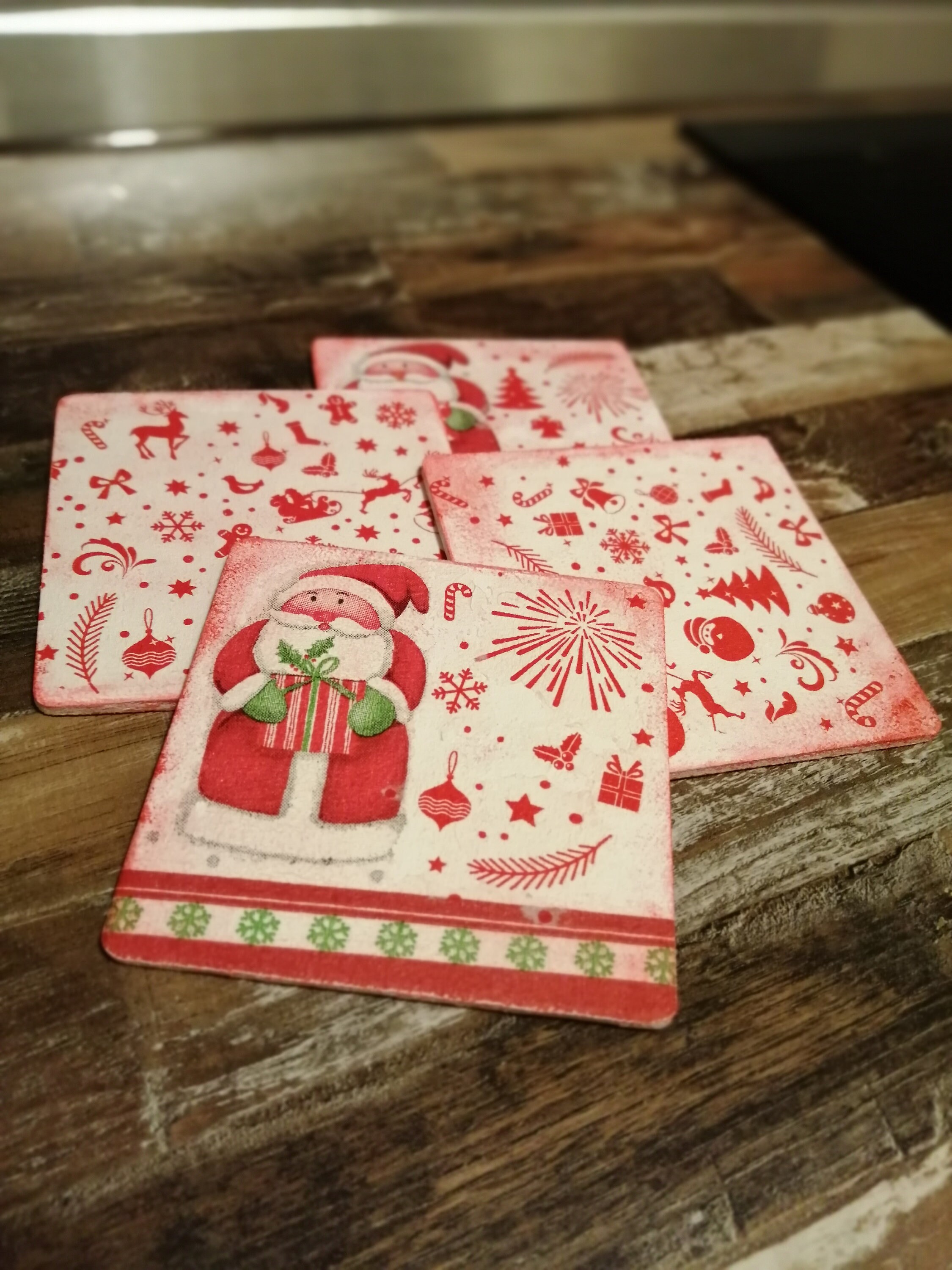 Decoupage coasters with Christmas design hand made shabby Etsy